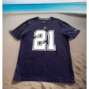 Zeke Elliott 21 Dallas Cowboys Nike T-Shirt Navy Blue Star Men XL Regular Fit